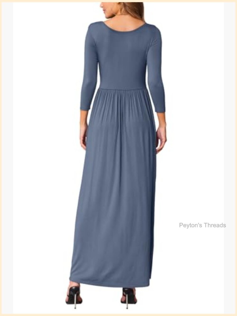 Women's Long Sleeve Loose Maxi Dress with Pockets Crew Neck - Picture 2 of 5